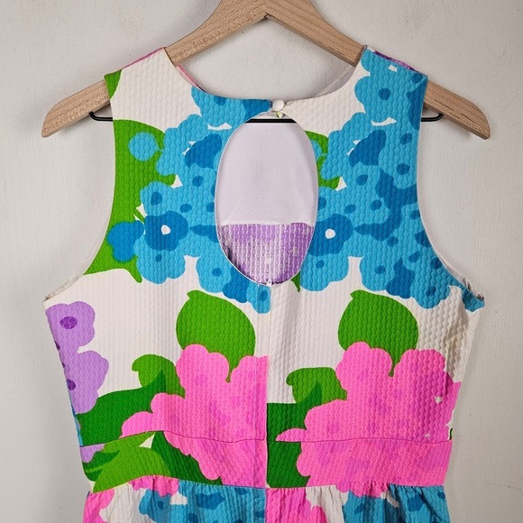 Vintage Floral Maxi Dress 18 10/12 Textured Cotton Pink Blue Purple White - Picture 10 of 15